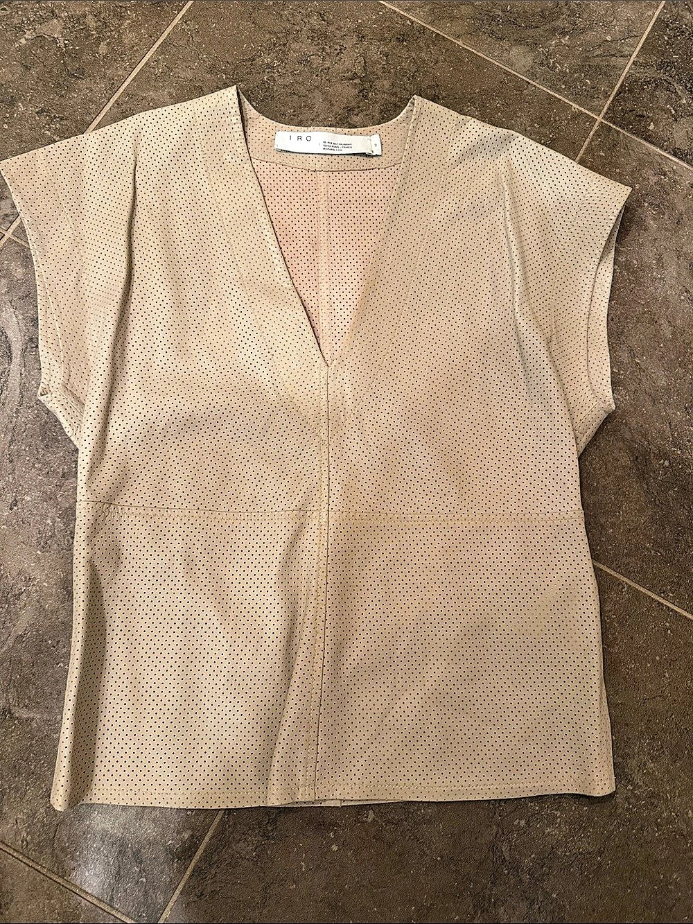 IRO Lambskin Top Perforated Leather Blouse Beige…so soft